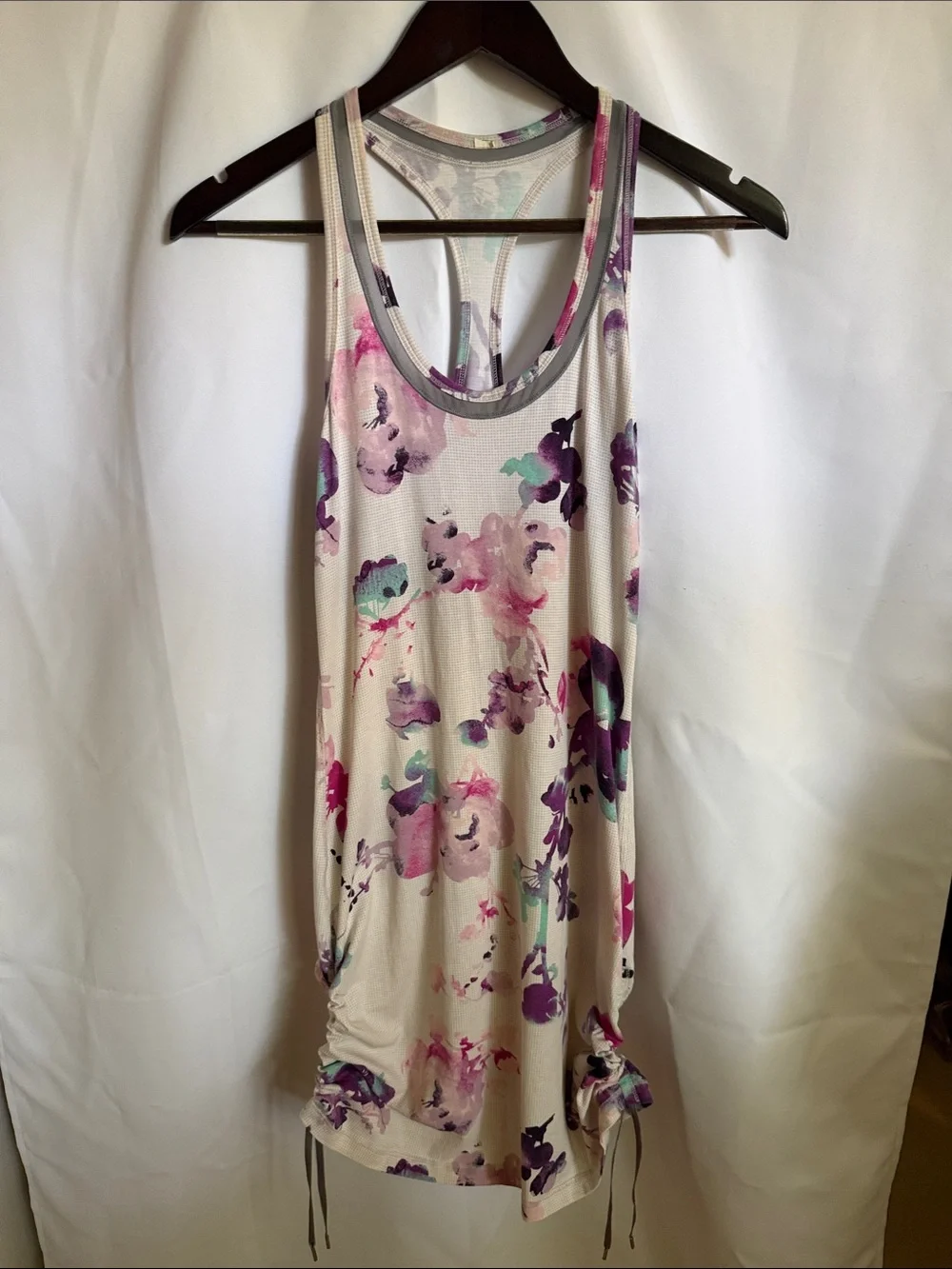 Lululemon Floral Racerback Tank Dress in Cream and Purple Size 6